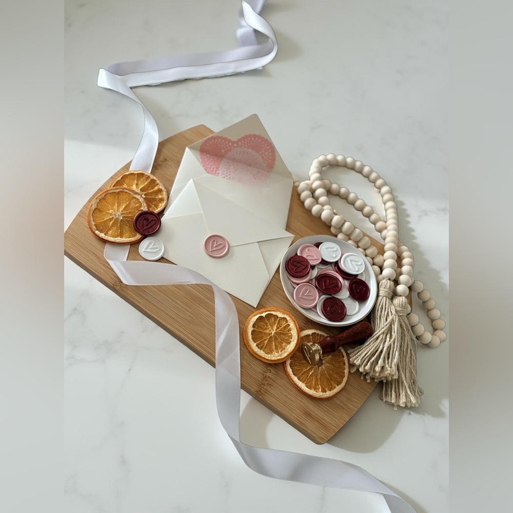 Handmade Heart Wax Seals Wedding Invite Peel & Stick Minimalist Boho | 25 Pack - Picture 16 of 16